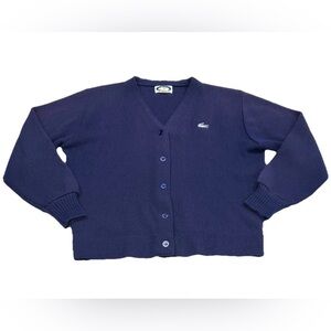 Vintage Izod Lacoste Womens Size Medium Navy Cardigan Made in USA